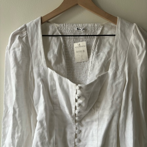 Reformation Micah Balloon Sleeve Square neck linen top Sz 4/S - Picture 6 of 9